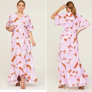 Hutch Floral Wrap Pink Maxi Dress Size Large